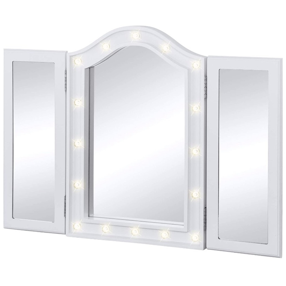 Vanity trifold light mirror
